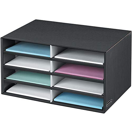Details about  / Decorative Eight Compartment Literature Box Black//Gray Pinstripe Stylish Best